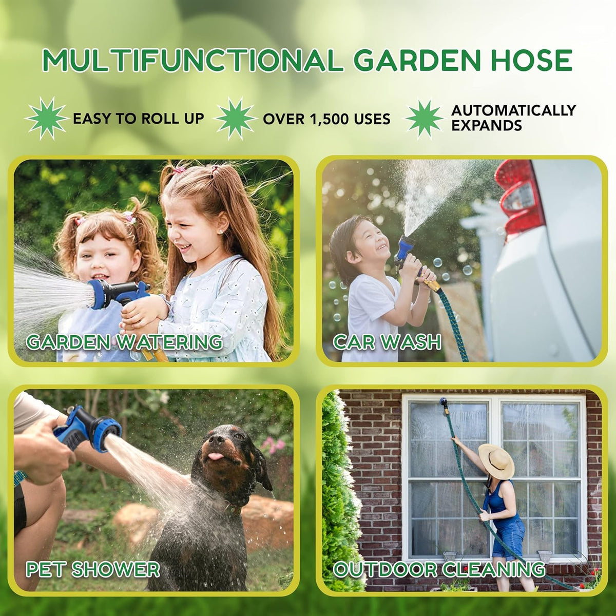 100ft Garden Hose with 10 Function Spray Nozzle, Expandable Garden Hose, 3/4" Easy Removal Solid Brass Connector, Flexible Water Hose, Extra Durable Material, Black&Blue by Luft ๐ All In One Marketplace Canada