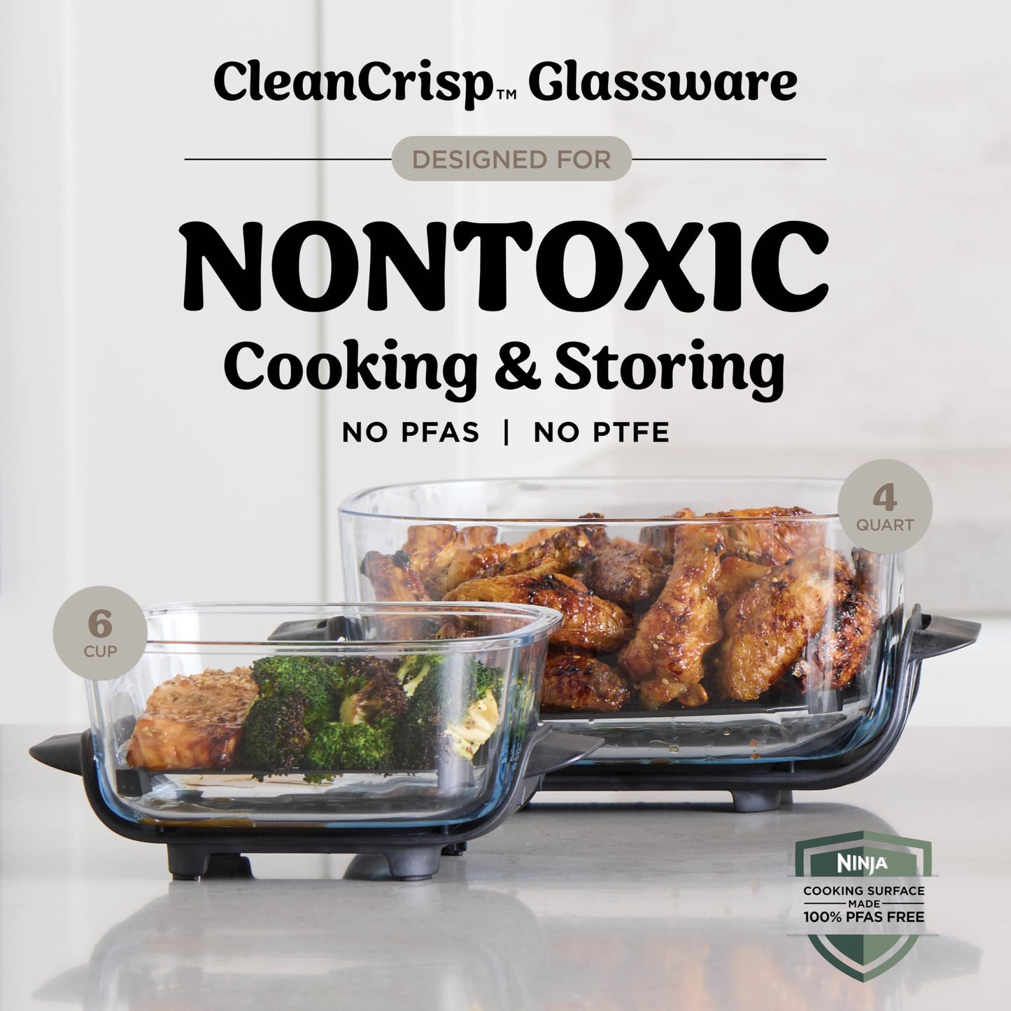 Ninja Crispi Portable Glass Air Fryer Cooking System โ 4-Qt & 6-Cup CleanCrisp Containers, Nontoxic, Leak-Proof, Dishwasher Safe โ Air Fry, Bake, Max Crisp, Recrisp FN101CSD (Canadian Version) ๐ All In One Marketplace Canada
