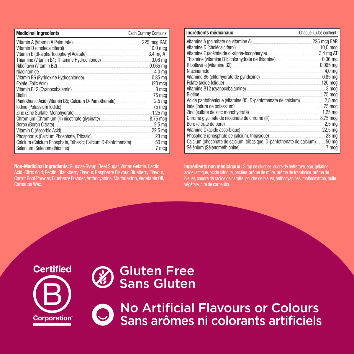 OLLY Women's Multi Gummy Supplement with no artificial flavours and colours Blissful Berry multivitamin to help support women's health 45 day supply, 90 gummies đ All In One Marketplace Canada