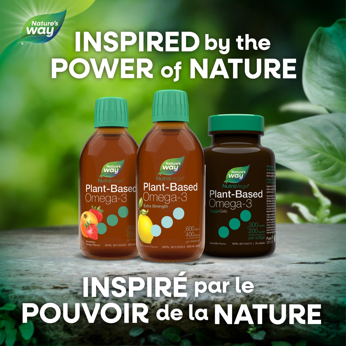 Nature's Way NutraVege Plant-based Omega 3 Supplement, Extra Strength Formula, Vegetarian, EPA + DHA from Algal Oil, Vegan, Lemon Flavour, 200 mL Liquid ๐ All In One Marketplace Canada