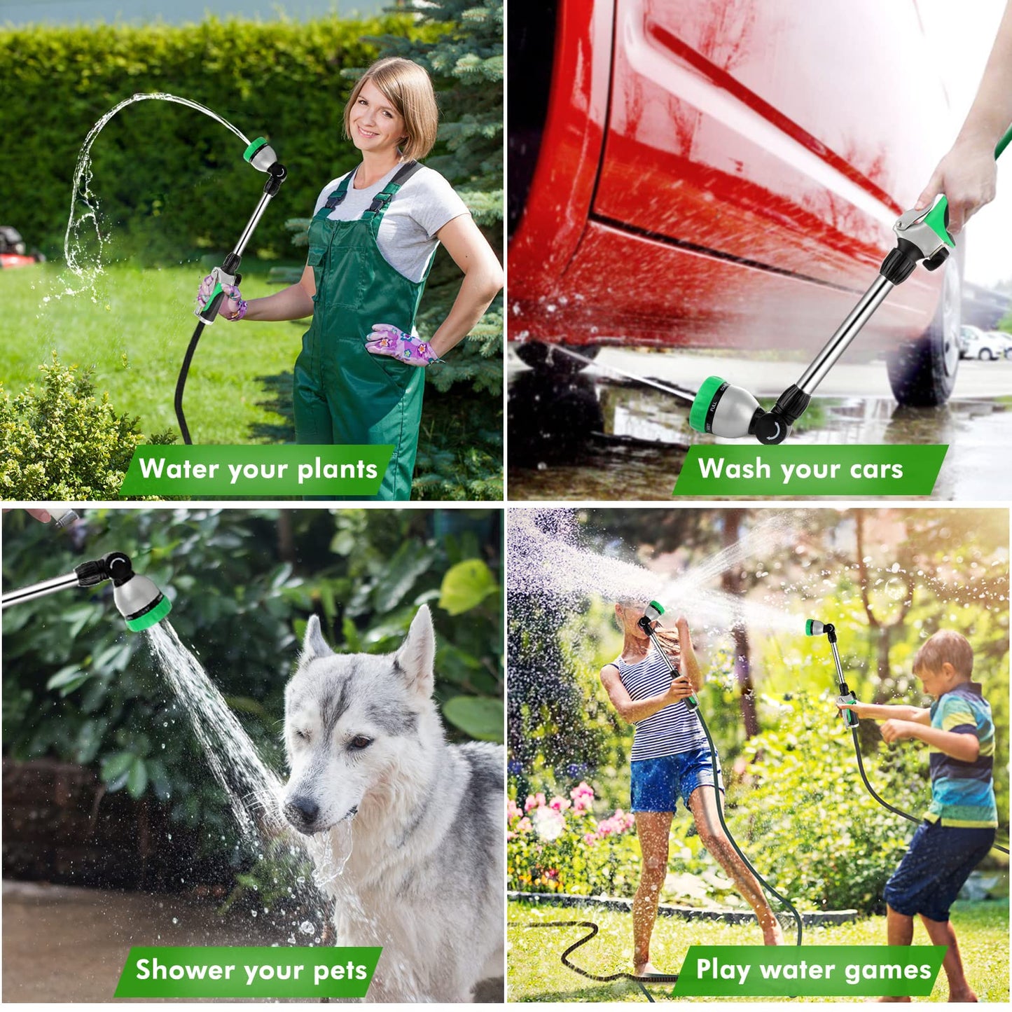 RESTMO Metal Watering Wand, Heavy Duty Garden Hose Wand with 180Β° Swivel Ratcheting Head, 16-Inch Hose Nozzle Sprayer with 7 Spray Patterns and Flow Control, Ideal to Water Hanging Baskets and Shrubs π All In One Marketplace Canada