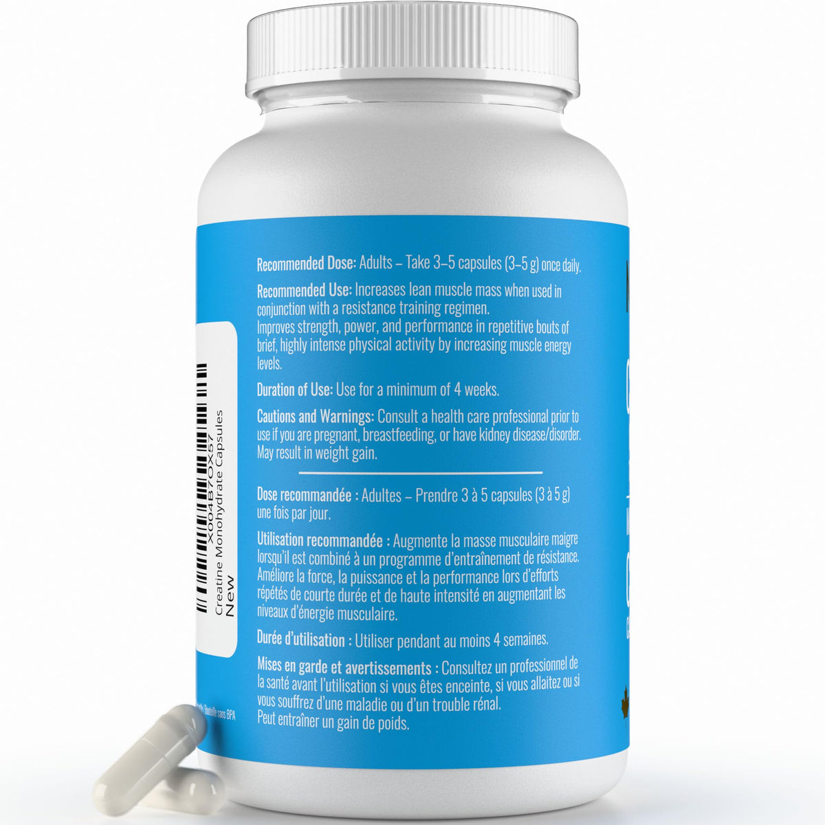 Creatine Capsules - 100% Creatine Monohydrate 1000 mg x 150 Pills (3-5 g Serving) - Made in Canada - Premium Strength and Muscle Growth Supplement by Nutritionn 🍁 All In One Marketplace Canada