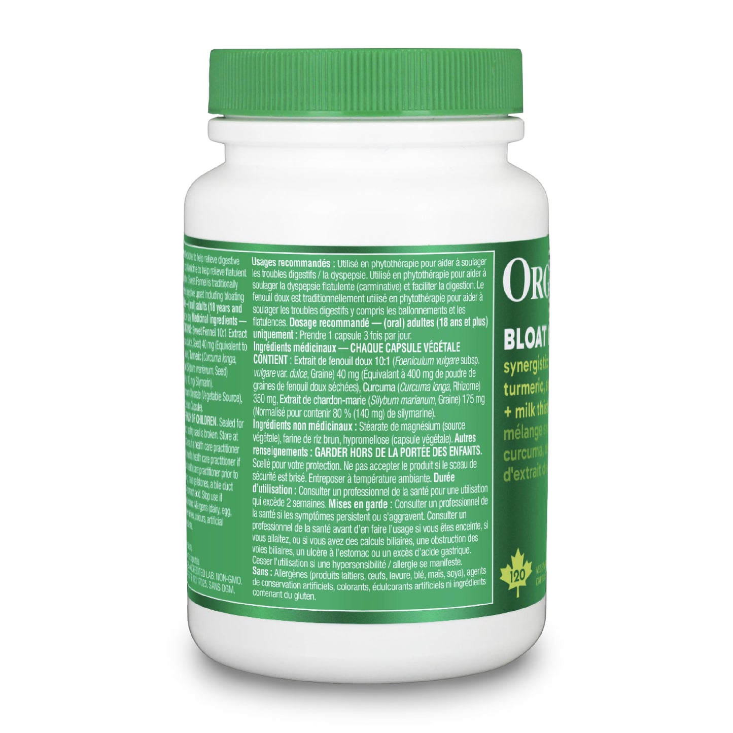 Organika Canadian-Made Bloat Relief- Helps Relieve Bloating and Flatulence- Herbal Blend of Sweet Fennel, Turmeric, and Milk Thistle- Digestive Support- 120vcaps ๐ All In One Marketplace Canada