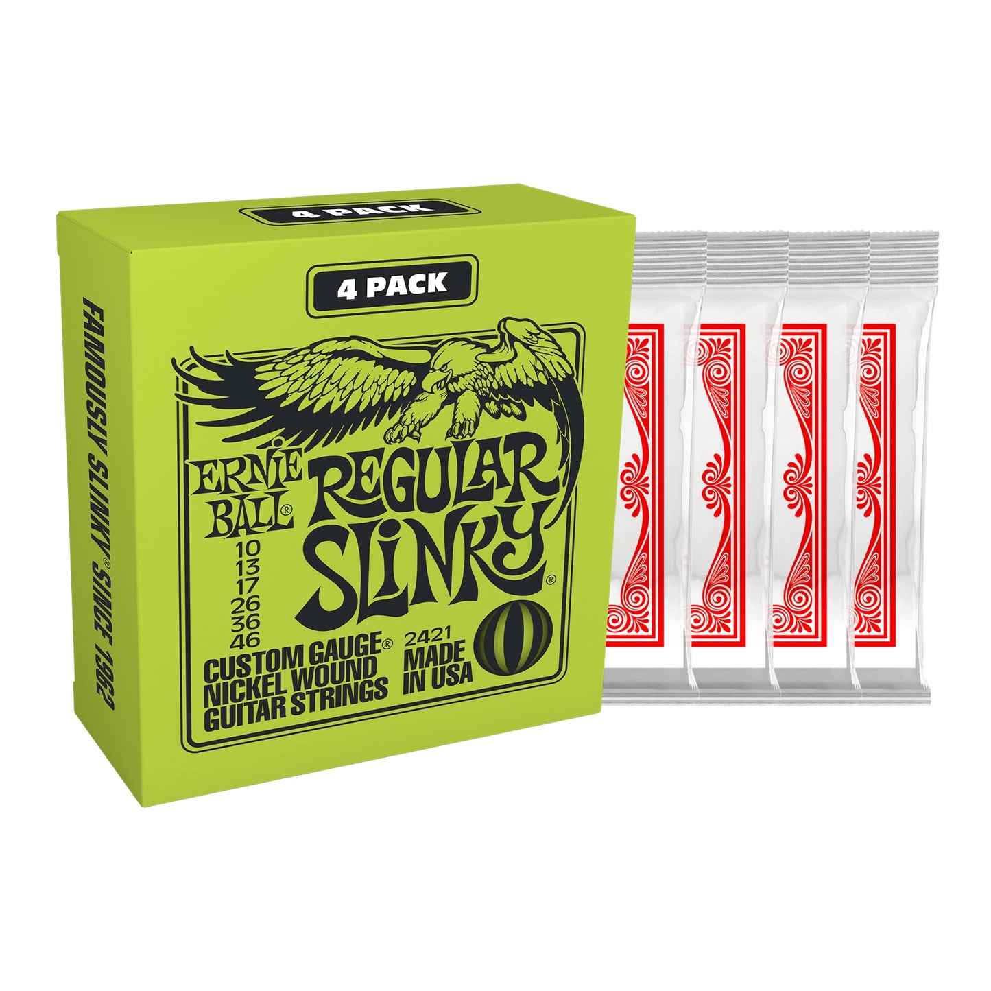 Ernie Ball Regular Slinky Nickel Wound Electric Guitar Strings 4 Pack - 10-46 Gauge (P02421) ๐ All In One Marketplace Canada
