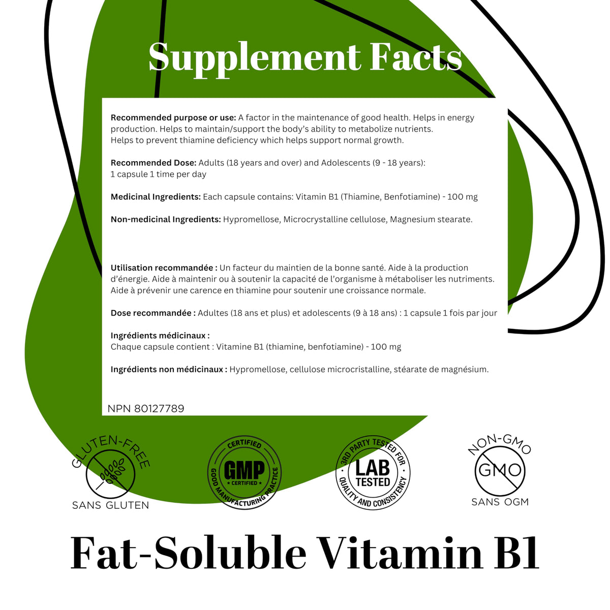 PUREFULLY Benfotiamine Vitamin B1/Thiamine 100mg, 120 Capsules - High Absorption Energy Support - Gluten Free, Non-GMO, Made in Canada ๐ All In One Marketplace Canada