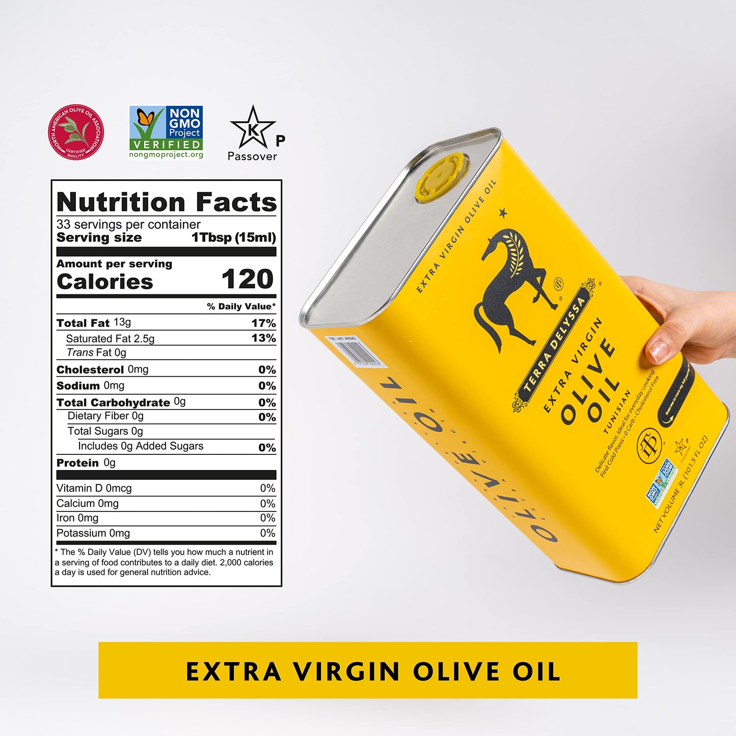 Terra Delyssa First Cold Pressed Extra Virgin Olive Oil, Single Sourced, 3 Litres (101 fl. oz) - 1 Pack, Certified Kosher. Non-GMO, Naturally Rich in Antioxidants and Polyphenols ๐ All In One Marketplace Canada