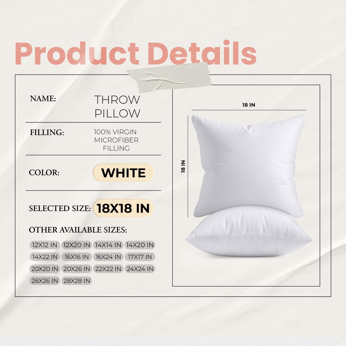 Utopia Bedding Throw Pillows Insert (Pack of 2, White) - 18 x 18 Inches Bed and Couch Pillows - Indoor Decorative Pillow ๐ All In One Marketplace Canada