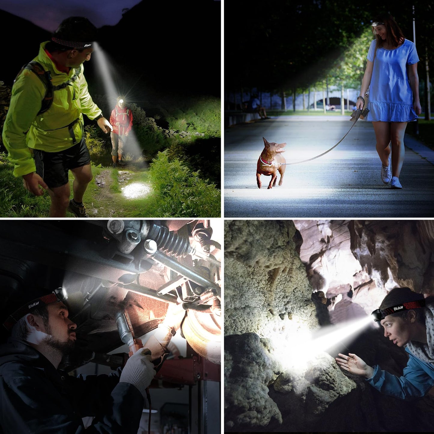 Blukar Headlamp Rechargeable, 2000L Super Bright LED Head Lamp Headlight with Red Warning Lights and 6 Modes, Motion Sensor Control, IPX5 Waterproof, Lightweight Flashlight for Running, Hiking etc. ๐ All In One Marketplace Canada