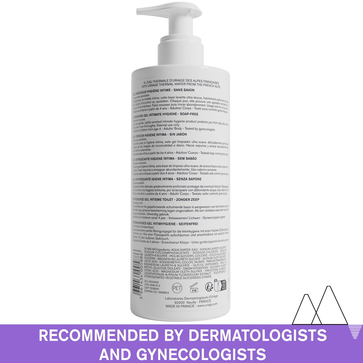 Uriage Gyn-Phy Refreshing Gel Intimate - Daily Hygiene for External Intimate Areas, Foaming Gel, Paraben-Free, Tested under Gynecological Control - 500ml ๐ All In One Marketplace Canada