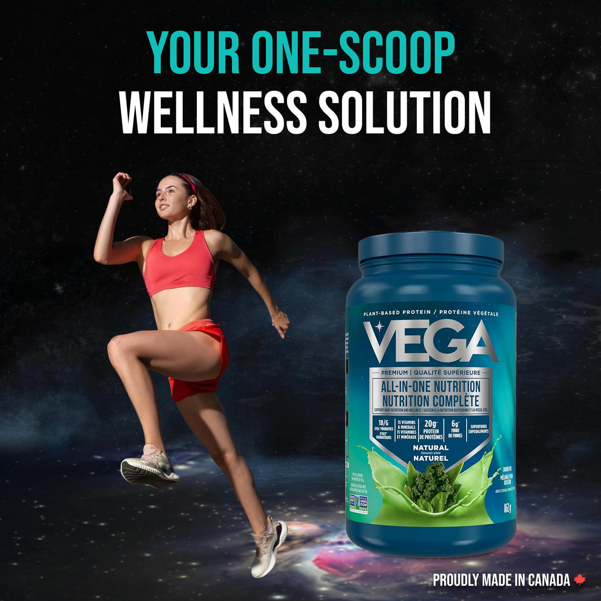 Vega Premium All-in-One Nutrition Protein Powder โ 20g Plant-Based Vegan Protein, Vitamins & Probiotics, Natural, 862g (22 Servings) ๐ All In One Marketplace Canada