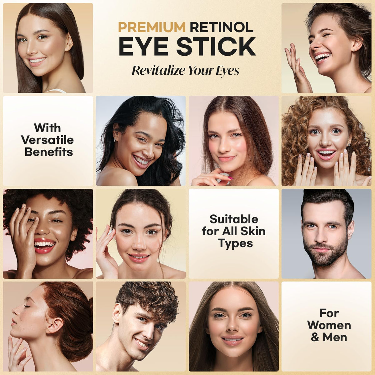 Retinol Eye Stick With Collagen, Hyaluronic Acid For Dark Circle, Wrinkles in 3-4 Weeks, Under Eye Cream Anti Aging, For Puffiness and Bags Reduces Fine Lines (Retinol Premium Gold Edition 3g) ๐ All In One Marketplace Canada