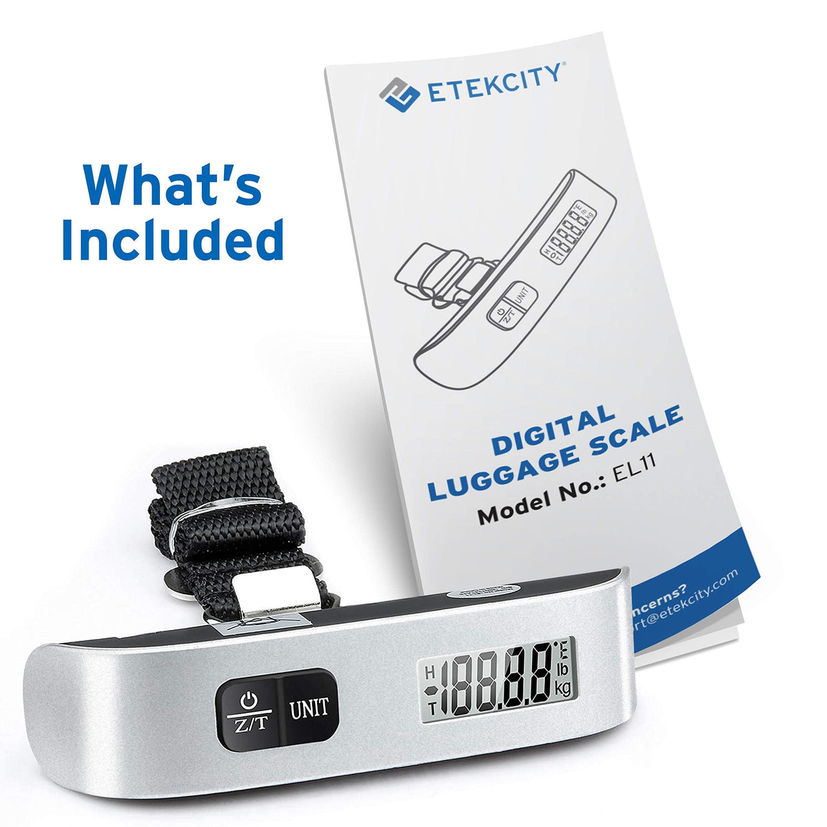 Etekcity Digital Hanging Luggage Scale, Portable Handheld, Suitcase Scale with Rubber Paint, Temperature Sensor, 110 Pounds ๐ All In One Marketplace Canada