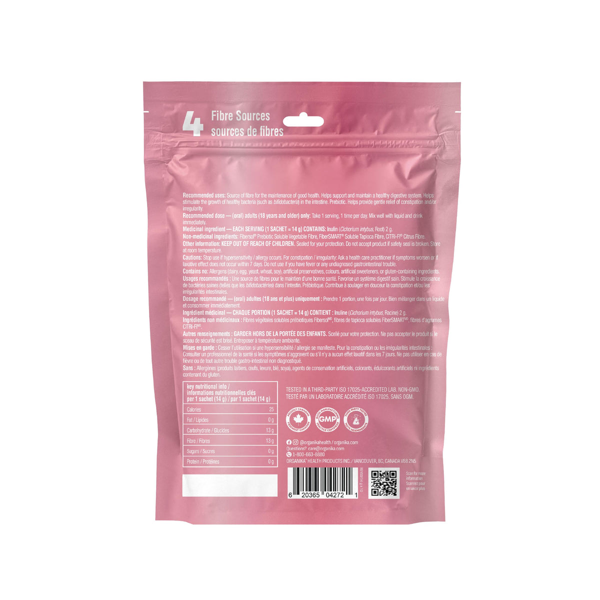 Organika Canadian-Made Belli Bliss Fibre | High Fibre Blend, 4 Diverse Sources of Fibre | Supports Digestive Health, Constipation Relief, Weight Control - Unflavoured, 10 x 14g sachets ๐ All In One Marketplace Canada