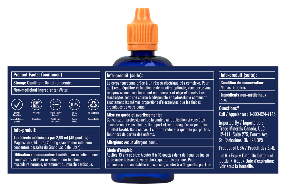 Trace Minerals ConcenTrace Drops | Ionic Liquid Magnesium, Chloride, Potassium | Full Spectrum Minerals | Low Sodium | Energy, Electrolytes, Hydration | 120 ML, 48 Day Supply ๐ All In One Marketplace Canada