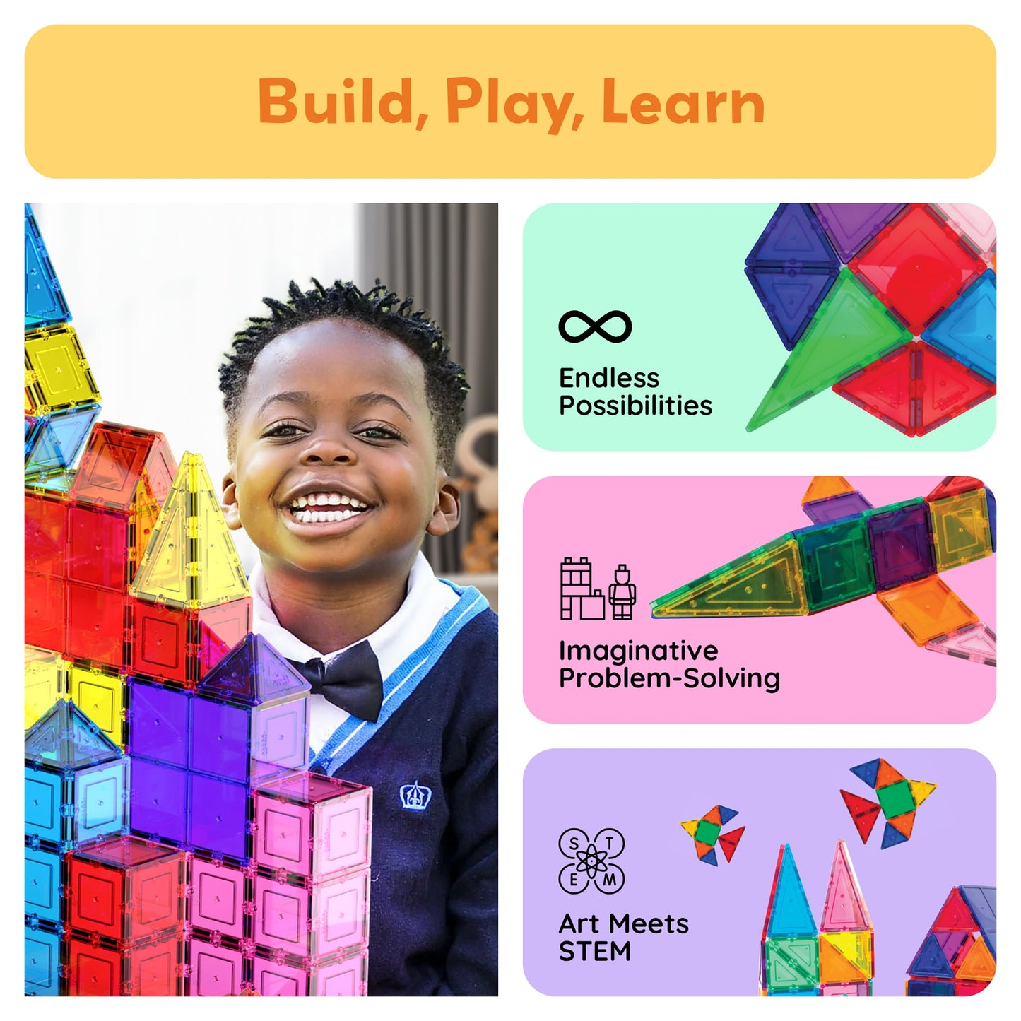 PicassoTiles 100 Piece Set 100pcs Magnet Building Tiles Clear Magnetic 3D Building Blocks Construction Playboards, Creativity beyond Imagination, Inspirational, Recreational, Educational Conventional ๐ All In One Marketplace Canada