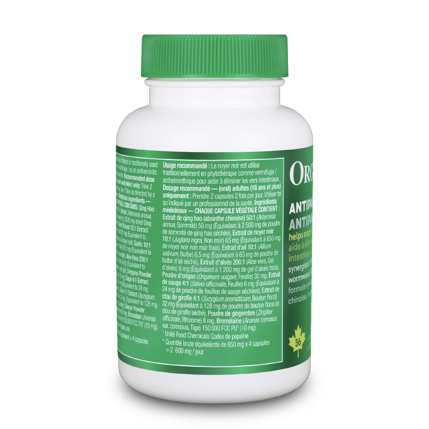 Organika Antiparasitic Capsules with Wormwood & Black Walnut Hull | Herbal Cleanse for Intestinal & Digestive Health | 7-Day Protocol | Traditional Botanical Formula | 56vcaps ๐ All In One Marketplace Canada