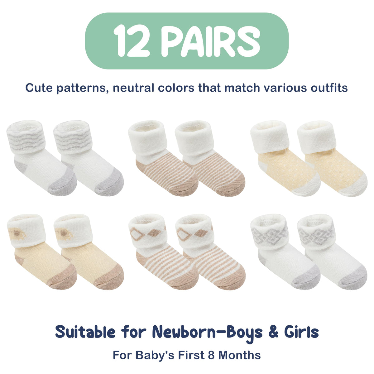 Mother's Choice Organic Cotton Baby Socks 0โ6 Months, 12 Pairs Newborn & Infant Socks Soft Hypoallergenic Breathable Gentle On Delicate Skin Stretch Fit Comfortable Daily Essentials For Little Ones ๐ All In One Marketplace Canada