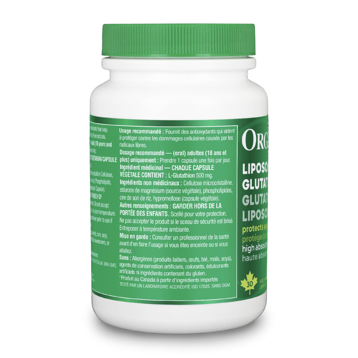 Organika Canadian-Made Liposomal L-Glutathione 500 mg- Supperior Absorption, Potent Antioxidant, Immunity Support, Helps Tissue Repair, Detox - 30vcaps, 30 Day Supply ๐ All In One Marketplace Canada