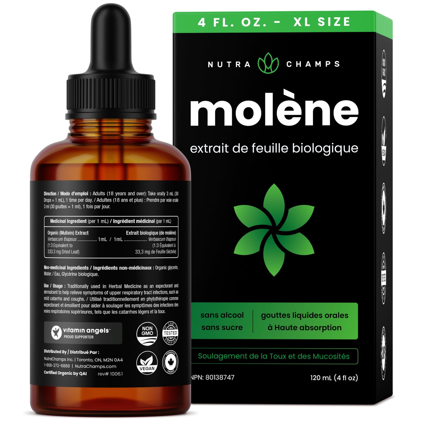 Organic Mullein Leaf Extract for Lungs - 4 Fl Oz - Herbal Tincture for Lung Cleanse & Flush - Natural Mullein Tea Alternative - Mullein Supplement Drops for Lungs - 1,000mg Equivalent Per Serving ๐ All In One Marketplace Canada