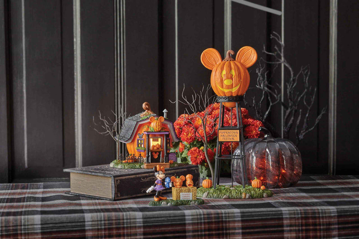 Department 56 Disney Village Halloween Pumpkintown Accessories Mickey Mouse Water Tower Figurine, 12.01 Inch, Multicolor