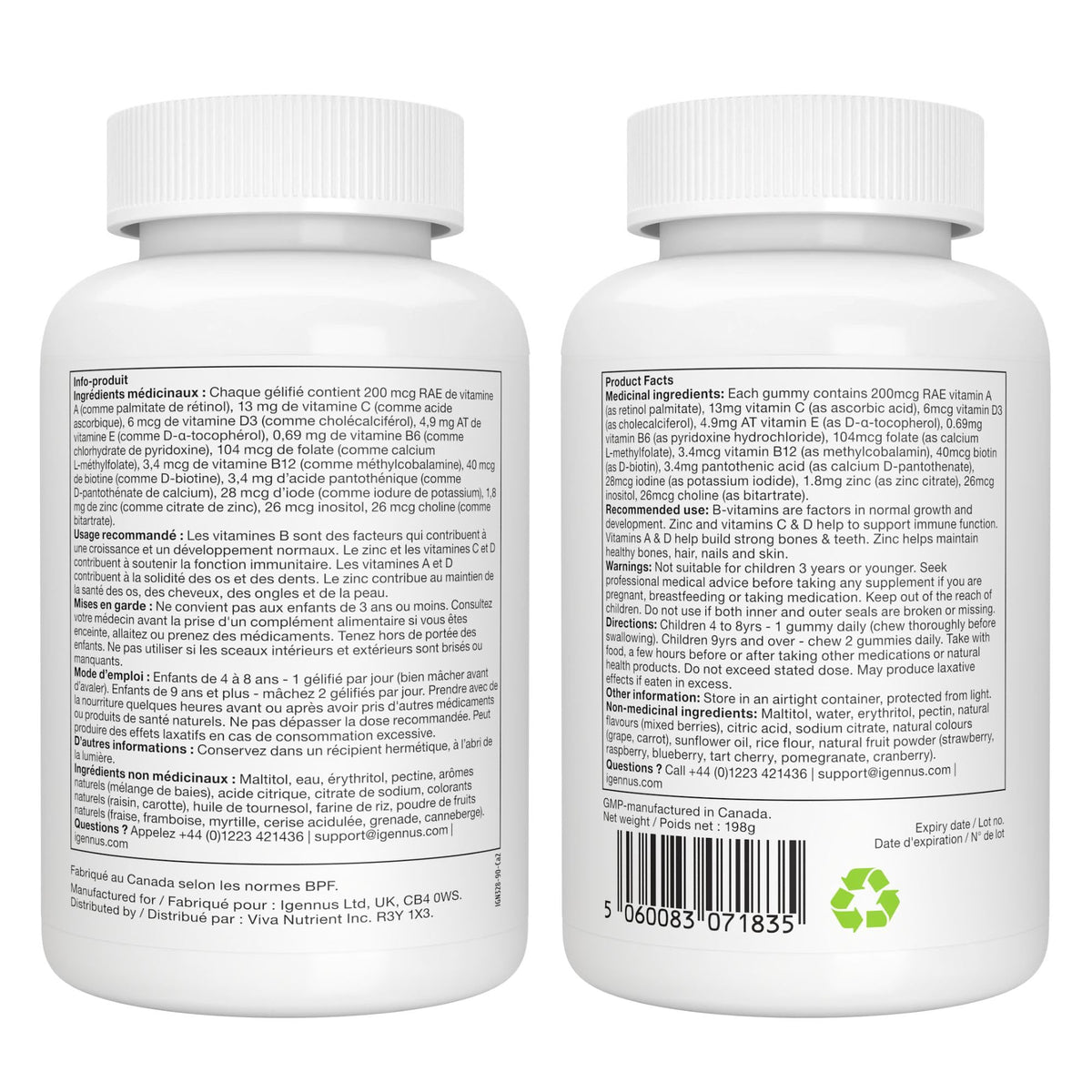 Igennus Methylated Kids Multivitamin Gummy, Sugar Free Kids Vitamins ๐ All In One Marketplace Canada