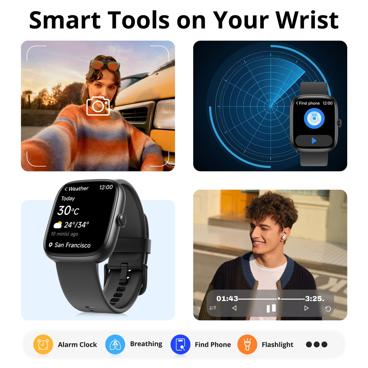 Fixwink Smart Watch for Men Women (Answer/Make Call), 1.83" HD Fitness Tracker with Heart Rate/SpO2/Sleep Monitor, Pedometer, 120+ Sport Modes, IP67 Waterproof, 7-Day Battery, for iOS Android, Black 🍁 All In One Marketplace Canada