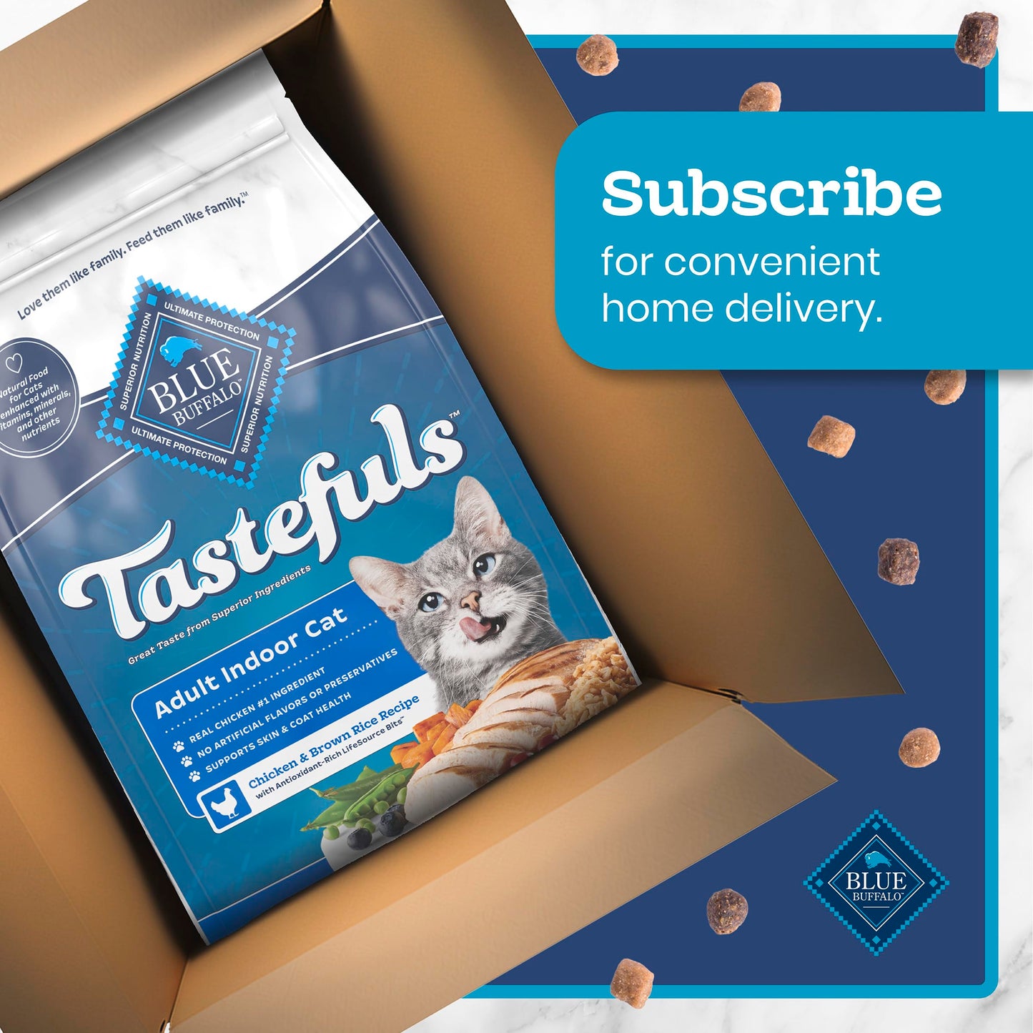 Blue Buffalo Tastefuls Chicken & Brown Rice Recipe Dry Indoor Cat Food for Adult Cats, Real Chicken First, Deliciously Healthy Natural Cat Food, Supports Digestive Care and Coat Health, 22 lbs. π All In One Marketplace Canada