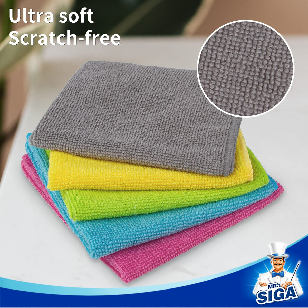 MR.SIGA Microfiber Cleaning Cloth, All-Purpose Cleaning Towels, Pack of 50, Size 11.8 x 11.8 in ๐ All In One Marketplace Canada