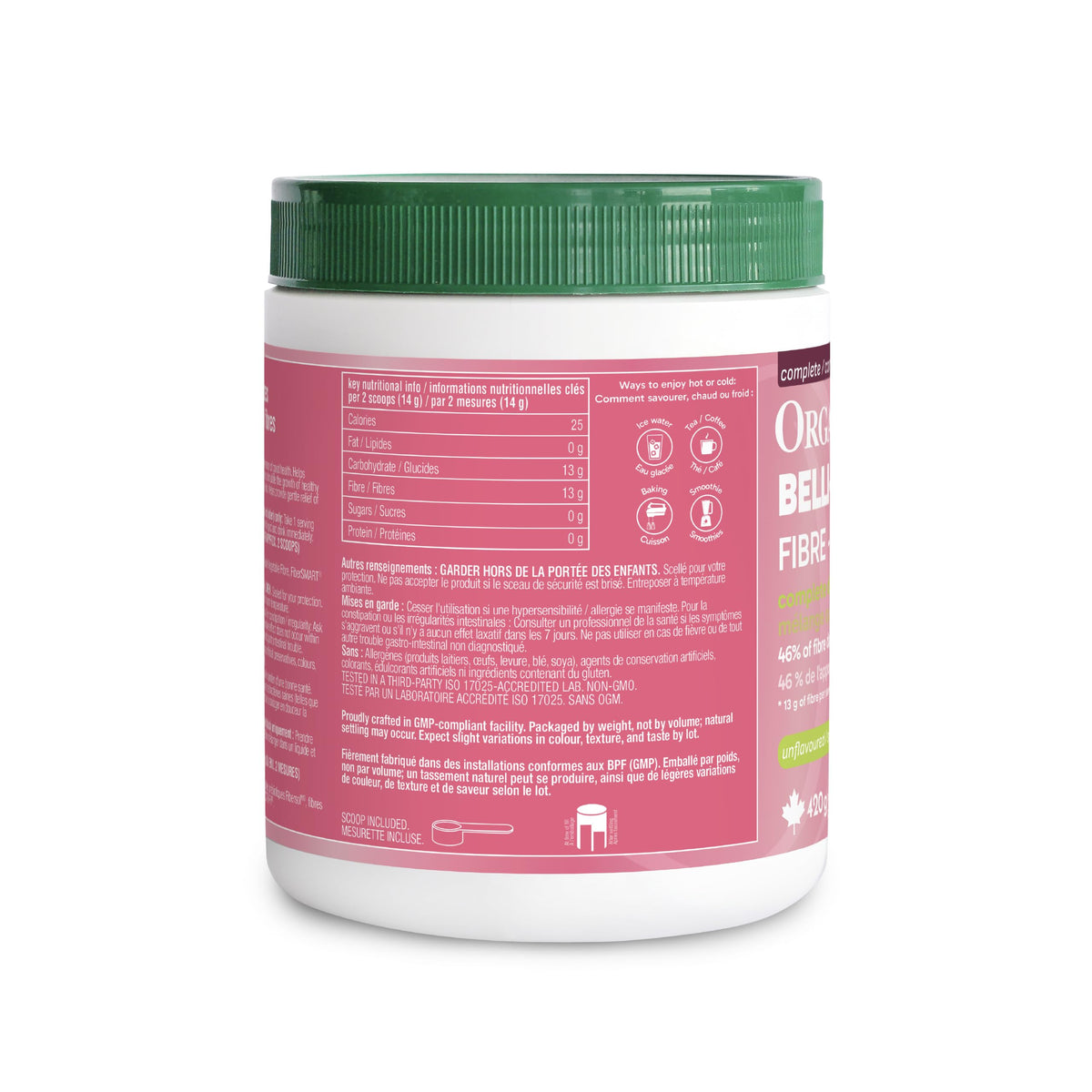 Organika Canadian-Made Belli Bliss Fibre | High Fibre Blend, 4 Diverse Sources of Fibre | Supports Digestive Health, Constipation Relief, Weight Control - Unflavoured, 420g ๐ All In One Marketplace Canada