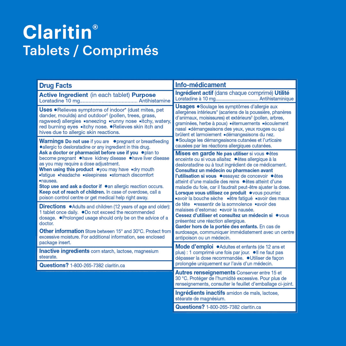 Claritin Allergy Medicine, 24-Hour Non-Drowsy Relief 10 mg, 20 Tablets ๐ All In One Marketplace Canada