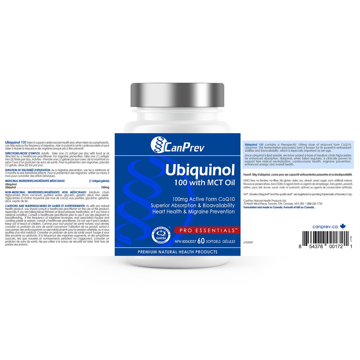 CanPrev Ubiquinol 100mg with MCT Oil, 60 Softgels, 2-Month Supply, CoQ10 Supplement for Heart & Cardiovascular Support, Enhanced Absorption, Non-GMO & Gluten Free, Coenzyme Q10 for Energy & Vitality ๐ All In One Marketplace Canada