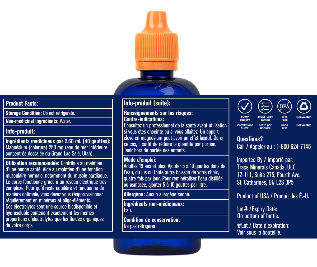 Trace Minerals ConcenTrace Drops - 240 ml, 96 Day Supply, Unflavored - Full Spectrum Minerals - Ionic Liquid Magnesium, Chloride & Potassium Electrolytes - Low Sodium Hydration ๐ All In One Marketplace Canada