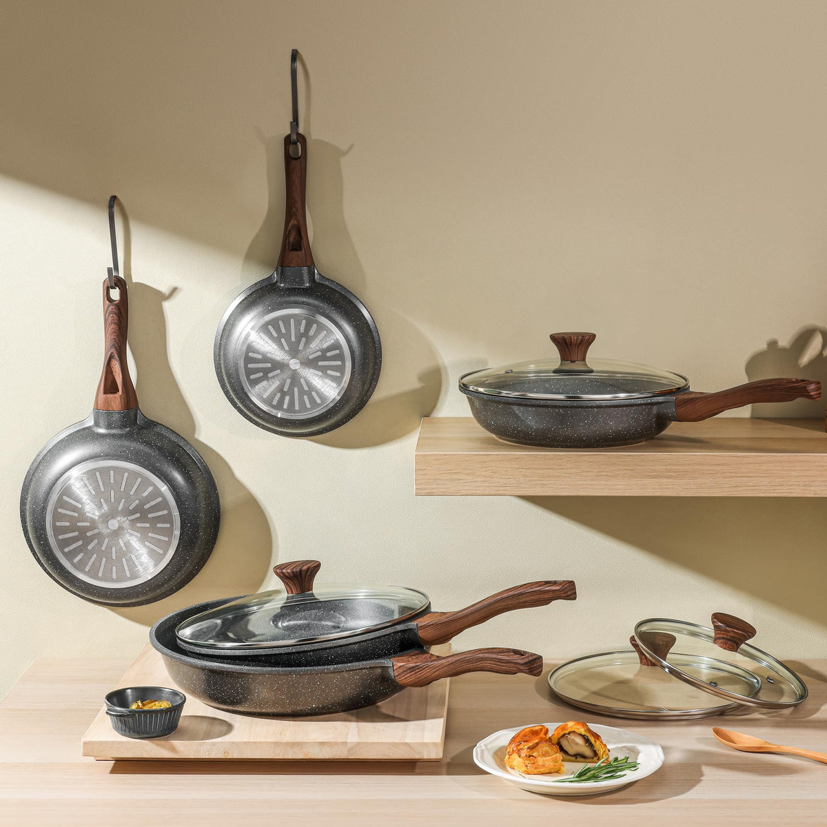 SENSARTE Nonstick Frying Pan Skillet, Swiss Granite Coating Omelette Pan, Healthy Stone Cookware Chef's Pan, PFOA Free (8/9.5/10/11/12.5 Inch) (8 Inch) ๐ All In One Marketplace Canada