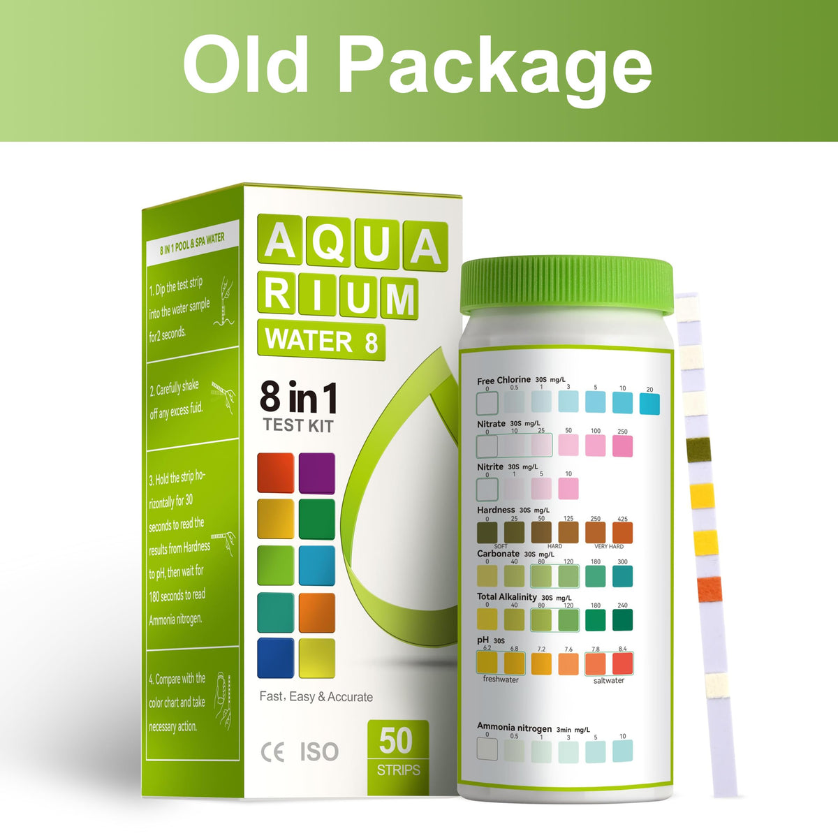 AAwipes Aquarium Ammonia Test Strips 8-in-1 | 50 Strips | Quick & Accurate Water Testing for Freshwater & Saltwater Tanks -Test pH, Carbonate, Alkalinity, Hardness, Chlorine, Nitrite, etc. (K02-50) ๐ All In One Marketplace Canada