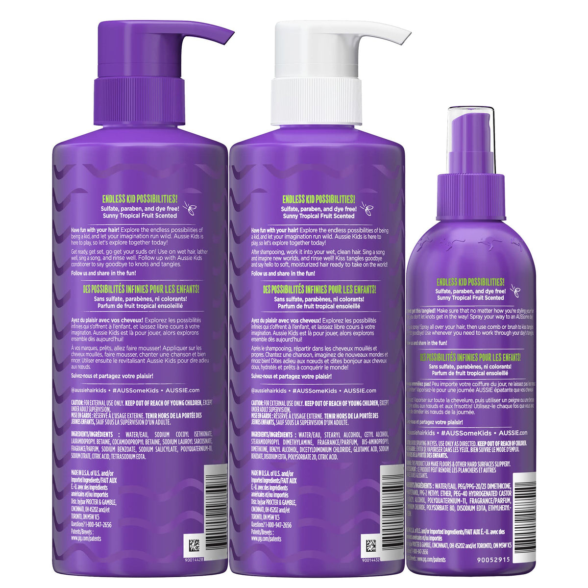 Aussie Kids Moist Detangler Pack for Kids, Shampoo & Conditioner, 475 mL each + Detangler Spray, 236 mL ๐ All In One Marketplace Canada