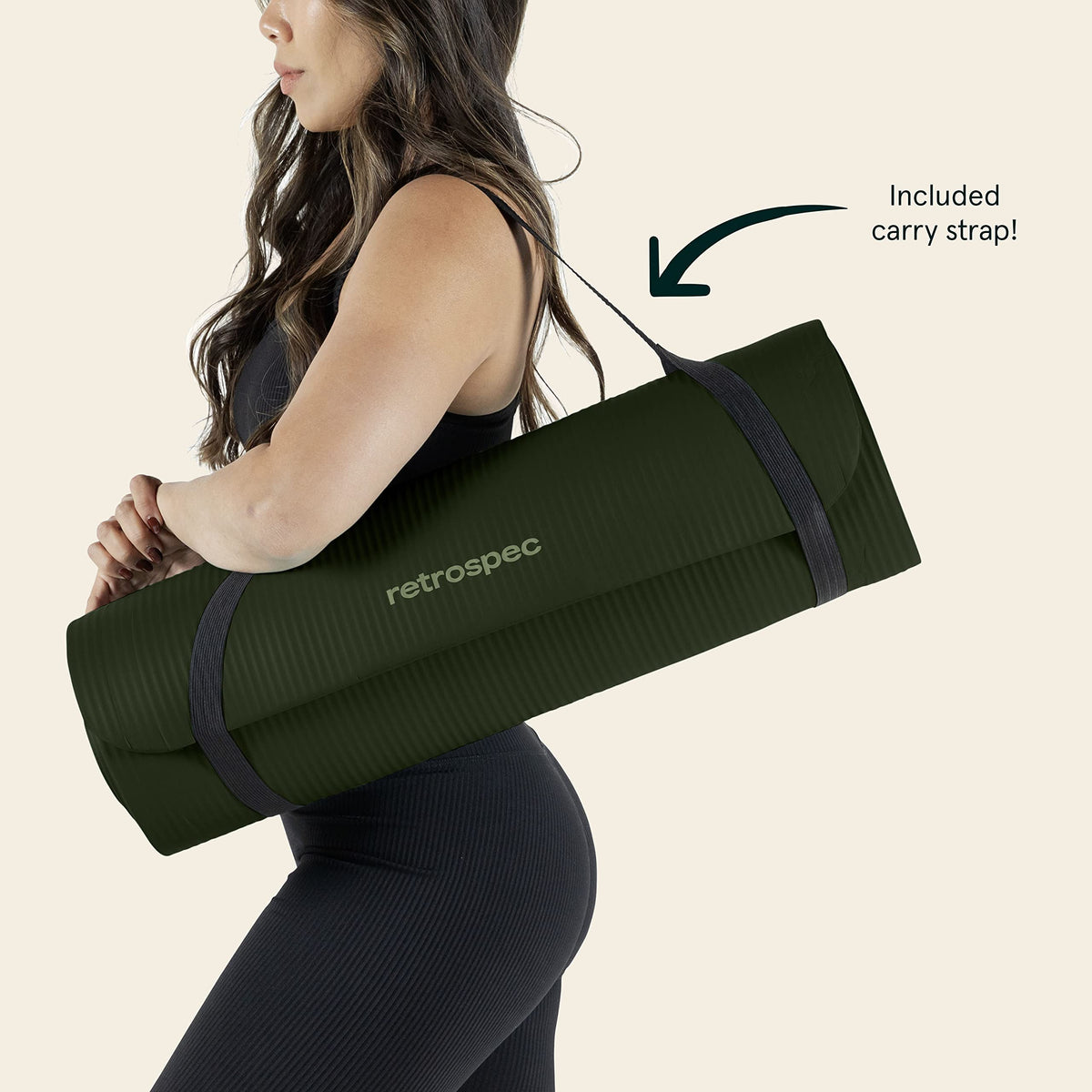 Retrospec Solana Yoga Mat 1/2" Thick w/Nylon Strap for Men & Women - Non Slip Excercise Mat for Yoga, Pilates, Stretching, Floor & Fitness Workouts, Wild Spruce 🍁 All In One Marketplace Canada