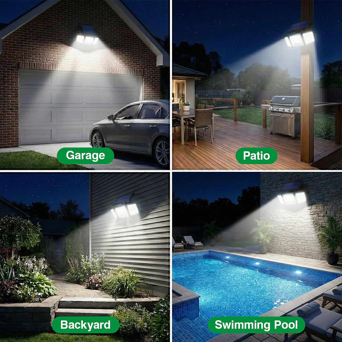 Solar Motion Sensor Light Outdoor, 2500LM 286 LED Solar Outdoor Lights with Power Display & Mode Indicators - 6500K Adjustable 3-Head Flood Light, IP65 Waterproof for Garden, Garage, Yard - 2 Pack ๐ All In One Marketplace Canada