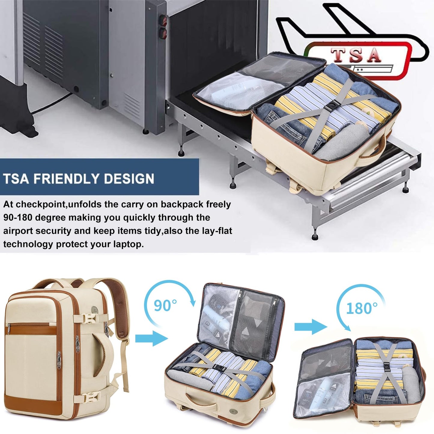 Travel Backpack for Women Flight Approved Carry On Travel Backpack with Shoe Pouch,TSA 15.6inch Laptop Sac ร Dos Personal Item Bag for Weekender Overnight Bags Bookbag Travel Essentials,Beige ๐ All In One Marketplace Canada