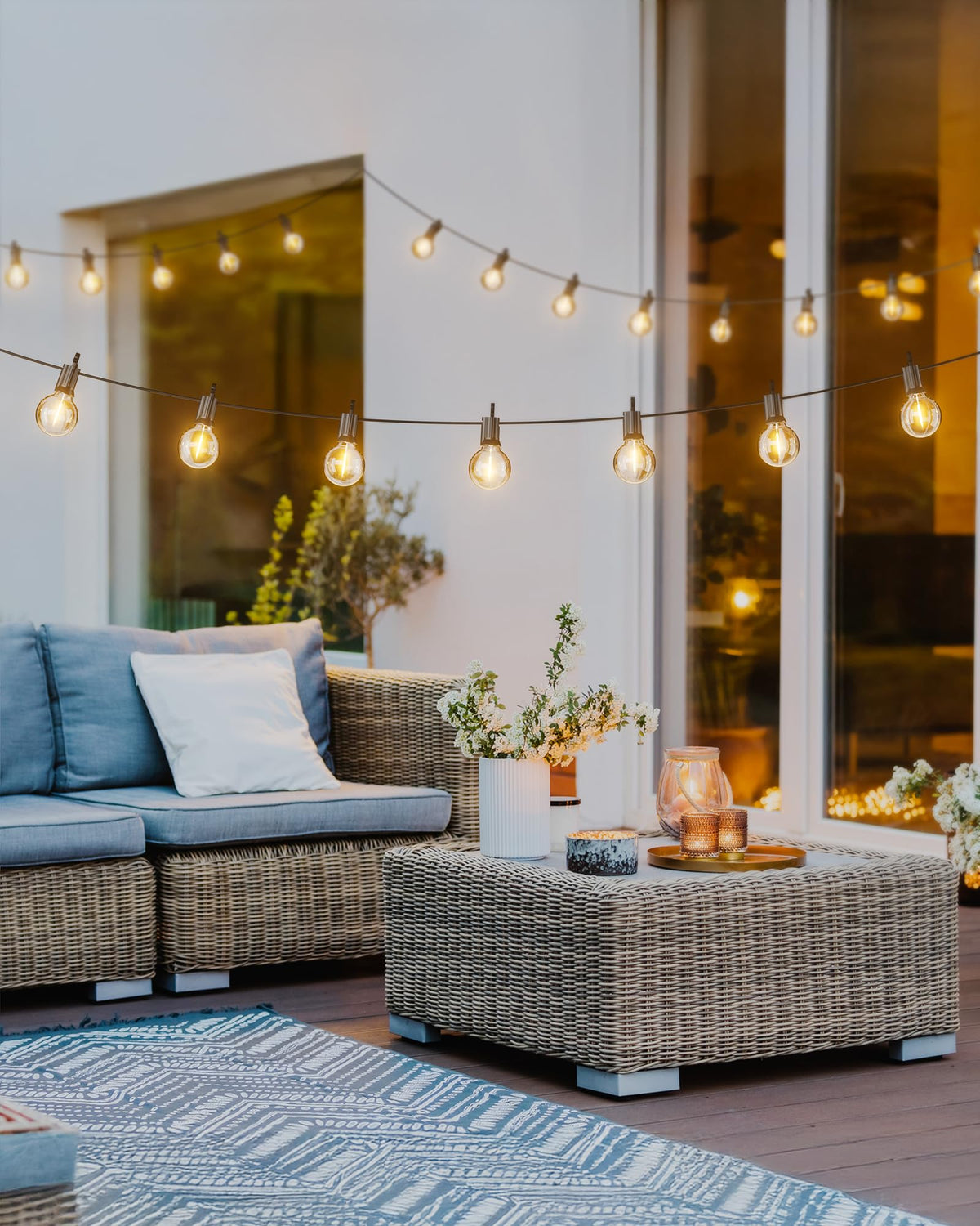Outdoor String Lights 25 Feet G40 Globe LEDs Patio Lights with 13 Edison LED Bulbs(1 Spare), Waterproof Connectable Hanging Light for Backyard Porch Balcony Party Decor, E12 Socket Base, Black ๐ All In One Marketplace Canada