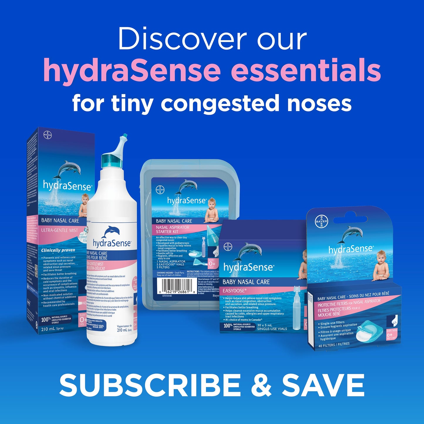 hydraSense Baby Nasal Aspirator, Baby Nasal Care, Gently Relieves Congestion in Babies, Non-medicated, With 100% Natural Source Seawater, Preservative-Free, 1 Kit ๐ All In One Marketplace Canada