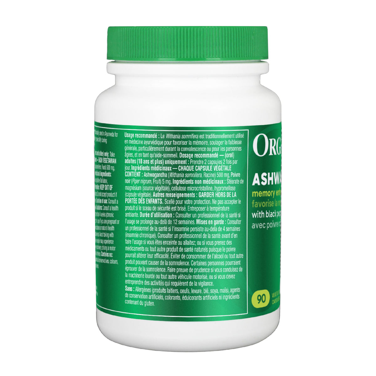 Organika Canadian-Made Ashwagandha with Black Pepper- Enhanced Absorption, Memory Support, Sleep Aid, Adaptogenic- 90vcaps ๐ All In One Marketplace Canada