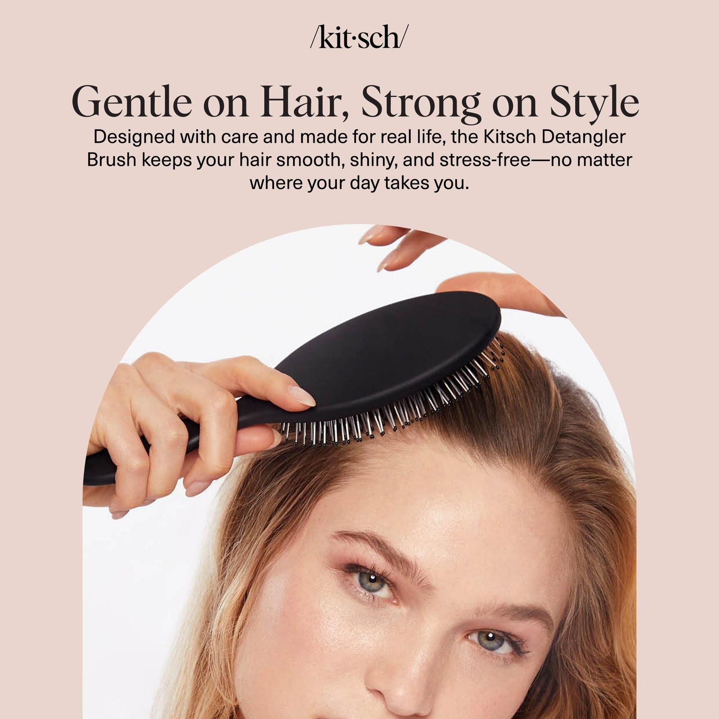 Kitsch Recycled Plastic Wet/Dry Hair Brush, Detangling Tool for Curly or Straight Styles, Brush for Tangled Strands, Flexible Hairbrush Bristles, Brushes for Women & Men, Adults & Kids - Black π All In One Marketplace Canada