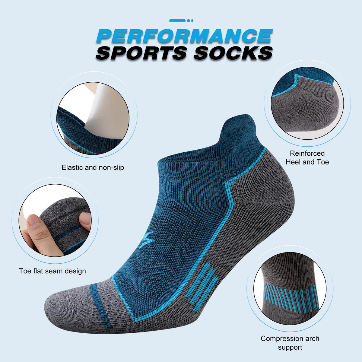 Cirorld Mens Ankle Running Socks, Athletic Cushioned Low Cut Moisture Wicking Cotton Short Sports Socks, 6 Pairs ๐ All In One Marketplace Canada
