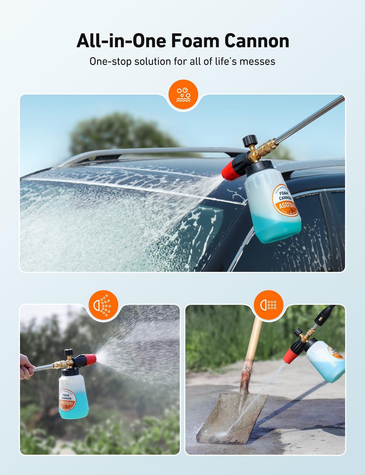 AstroAI Foam Cannon, Heavy Duty Car Foam Blaster Wide Neck Adjustable Snow Foam Lance and Thick Foam for Pressure Washer 1/4" Quick Connector (1L Bottle Without 5 Nozzles) 🍁 All In One Marketplace Canada