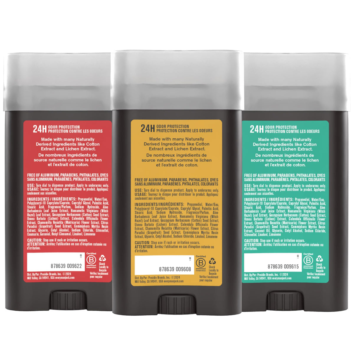 Every Man Jack Men's Deodorant Variety Set - Three Full-Sized Deodorant Sticks with Clean Ingredients & Incredible Scents - Cedar + Red Sage, Amber + Sandalwood, Sea Mineral + Citron - 85g (3 Pack) ๐ All In One Marketplace Canada