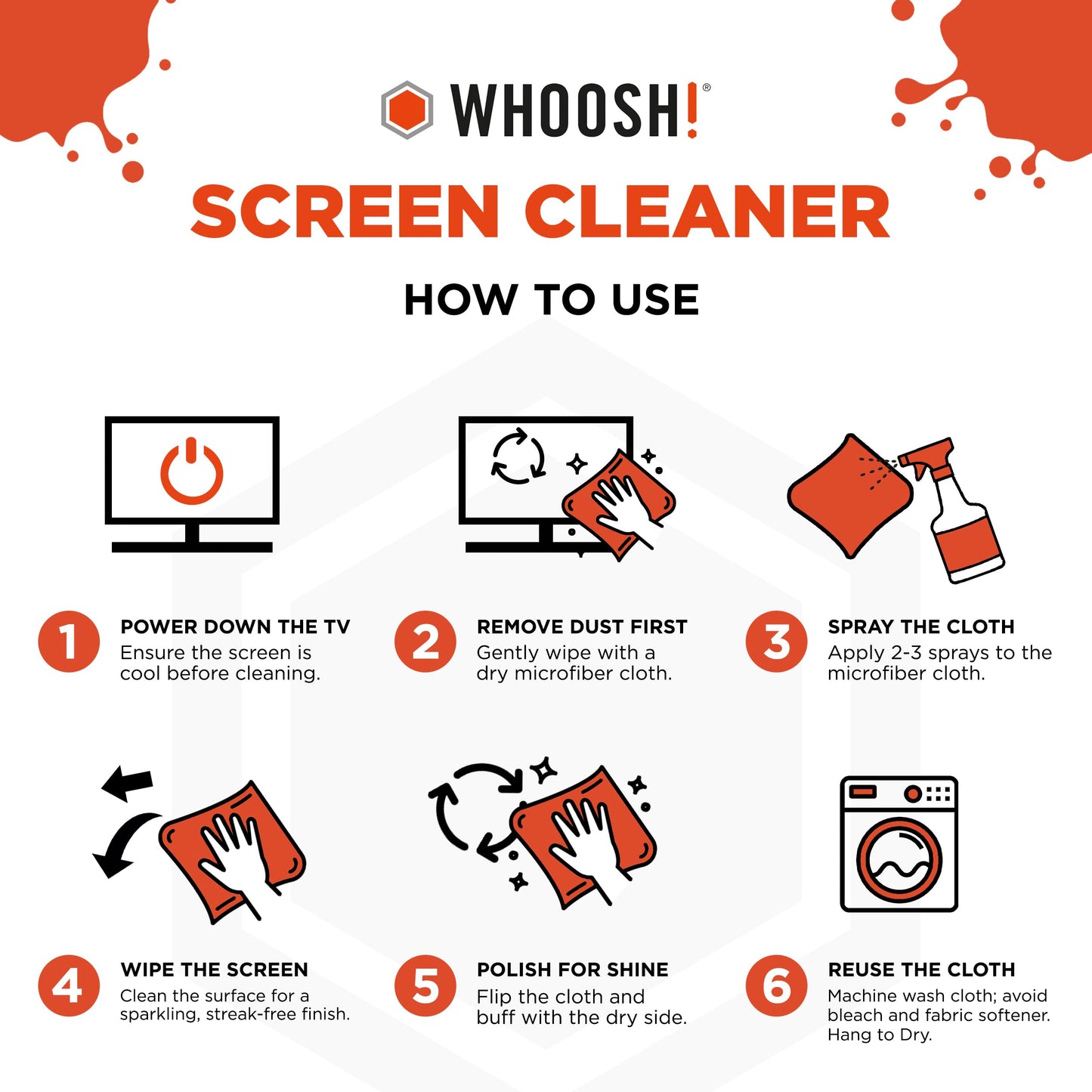 WHOOSH! Screen Shine Pro 500 ml Refillable OLED TV Screen Cleaner, Safe & Streak Free Electronic Cleaner for Laptop, Monitor, MacBook, Camera Cleaning Kit with 37 x 37 cm Microfiber Cloth ๐ All In One Marketplace Canada