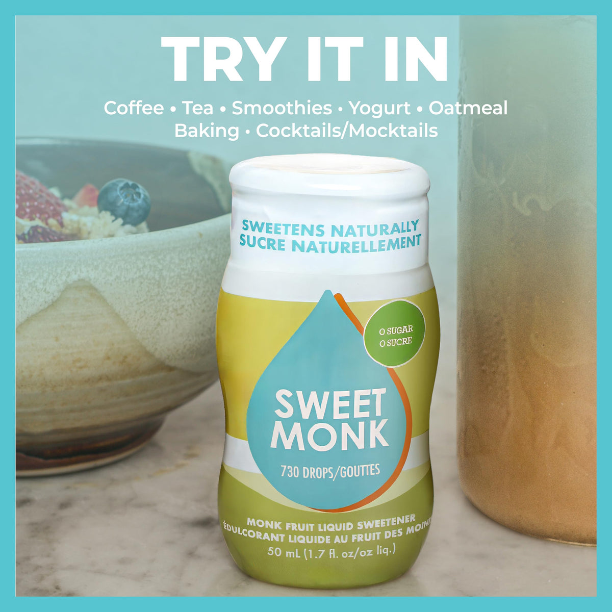 SweetMonk - 100% Pure Original Monk Fruit Liquid Sweetener Sugar Substitute - 1.7oz | No Water Added MonkFruit Extract | Zero Calorie Keto Friendly MonkFruit Drops | Vegan, Gluten Free | No Stevia ๐ All In One Marketplace Canada