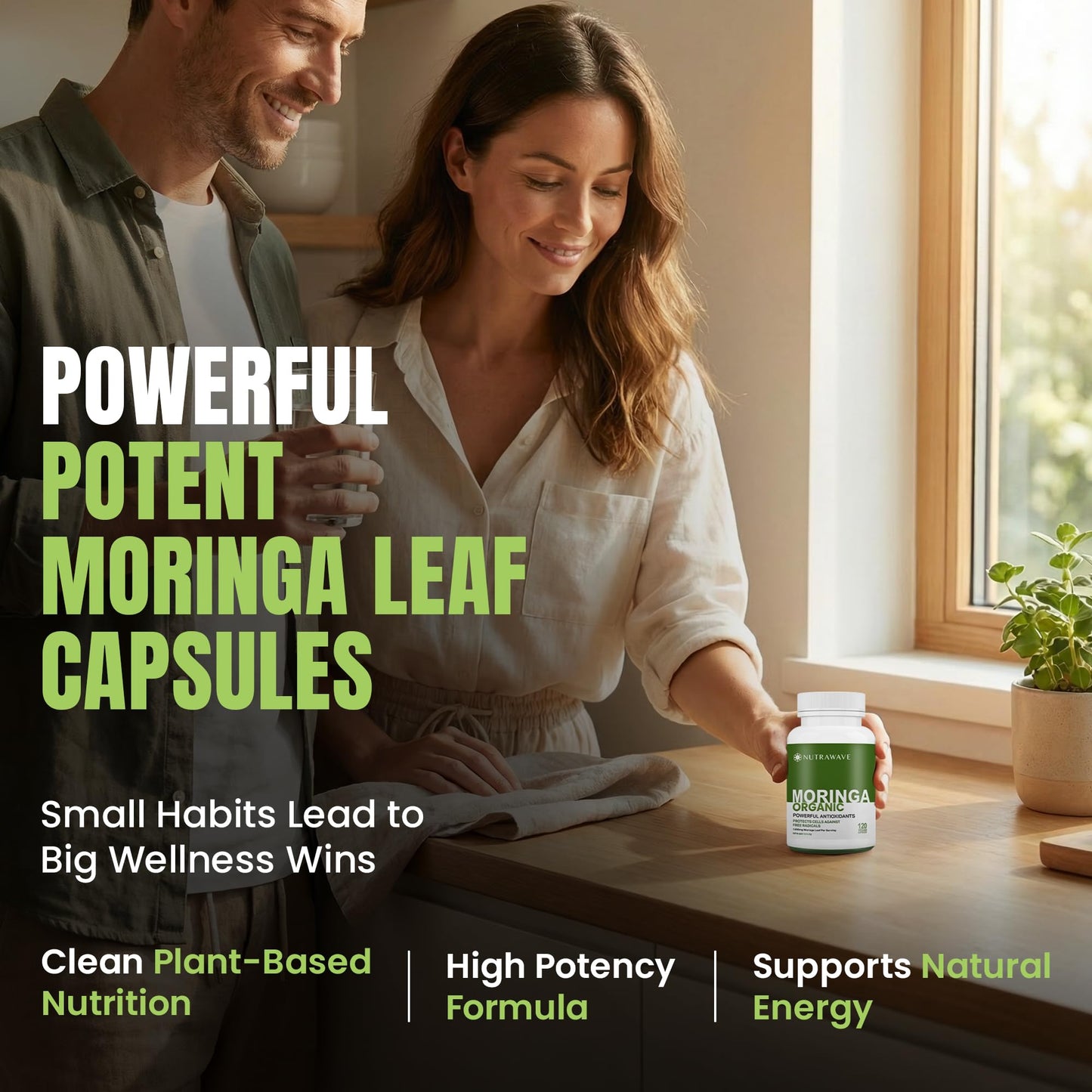 Nutrawave ORGANIC MORINGA LEAF Capsules 1200mg High Potency (2 x 600mg) โ Gluten Free, Non-GMO, Vegan-Friendly Antioxidant Supplement -120 Capsules ๐ All In One Marketplace Canada