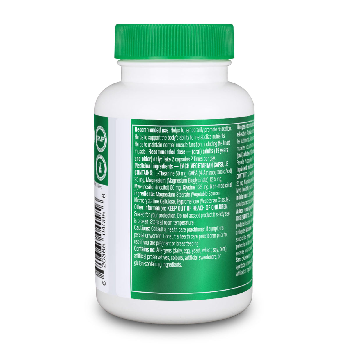 Organika Canadian-Made Mind Calm- with Magnesium Bisglycinate, L-Theanine, GABA, Inositol- Promotes Relaxation and Calm without Drowsiness- 120vcaps ๐ All In One Marketplace Canada
