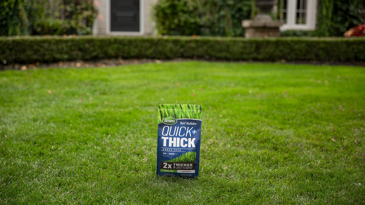 Scotts Turf Builder Quick + Thick Grass Seed (Sun and Shade Mix) - 4 kg |(576 sq Meters / 6,210 sq feet Coverage) Grow a Thick, Green Lawn Fast. for Areas that Experience Sun & Shade ๐ All In One Marketplace Canada